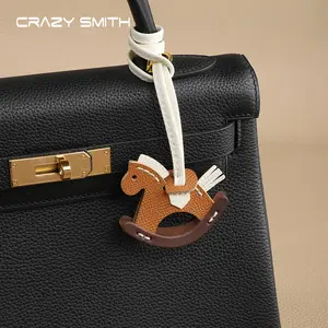 100% Genuine Leathe Charm Bag Charm Luxury Horse Pony Hanging Pendant Cute Ornament Gift Bag Accessories for Hermes Bag Handbag
