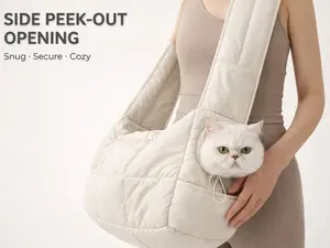 Pet Sling Carrier (Up to6  / 8 lb) – Head-Out Drawstring Hole, Ultra Soft, Machine Washable, Safety Leash Clip