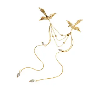 Phoenixes Brooch Long Fringe Bird Pin Elegant Jewelry Accessory for Women