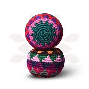 (Children's Day gift) 3 PCS Hand-Made Knitted Hacky Sack, 2026 Upgraded Assorted Foot Bag Crochet Hacky Sacks for Adults, Juggling Balls for Beginners, Multicolored Geometric Pattern, Ready-to-Use Hacky Sacks outdoorfun