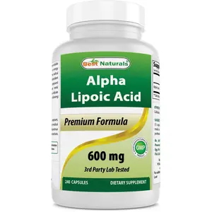 Best Naturals Alpha Lipoic Acid 600 mg 240 Capsules Non-GMO Gluten-Free Dietary Supplement for Fitness and Healthcare
