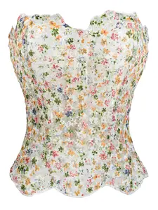 Women's Elegant Ditsy Floral Lace, Backless Design with Ribbons, Moderate Fabric, Suitable for All Seasons, Tummy Control Clothes