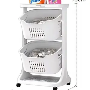 Multi-Tier Laundry Basket Organizer with Wheels - Detachable Dirty Clothes Sorter for Home & Laundry Room