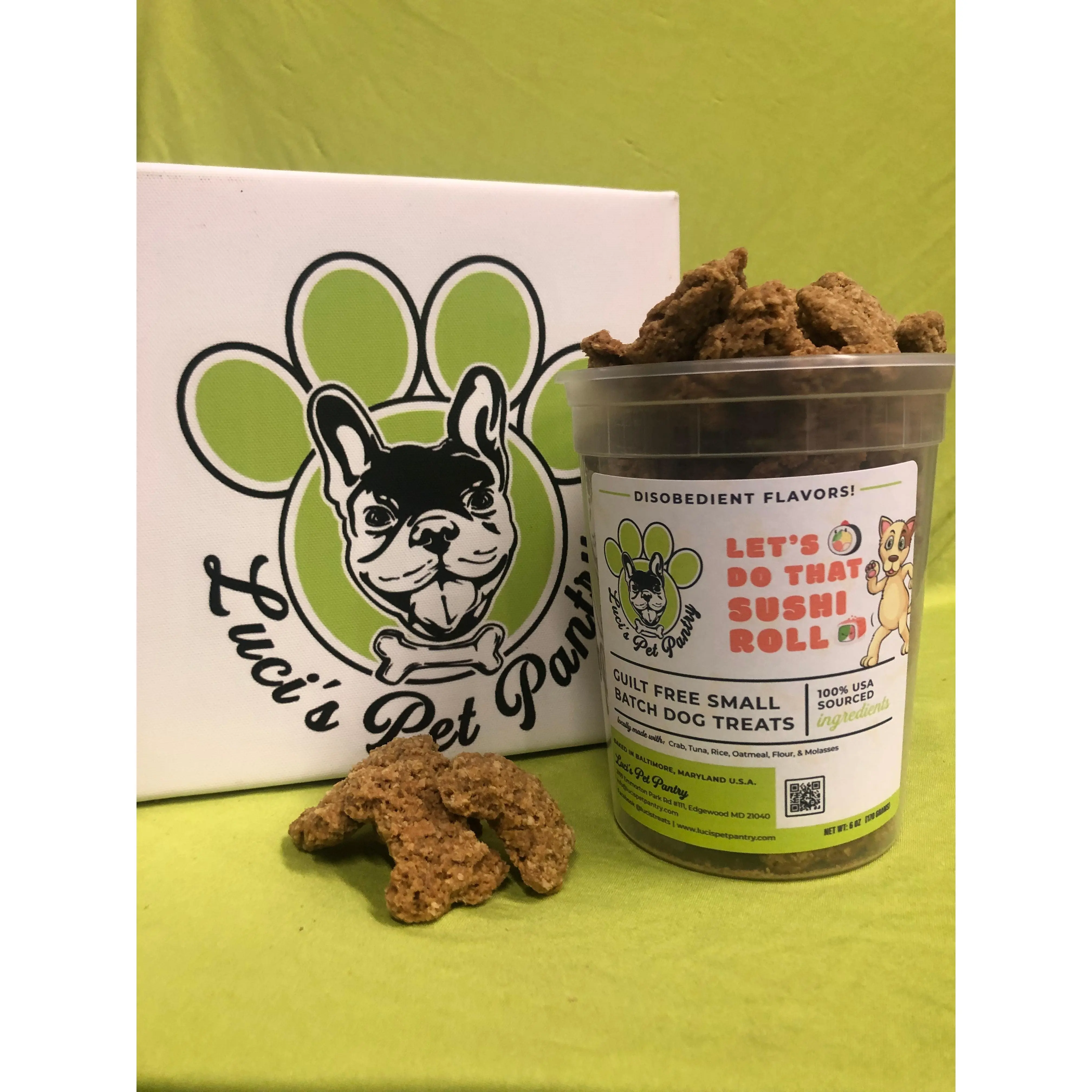 Let's Do That Sushi Roll - All Natural "Crab, Tuna, & Rice" Dog & Puppy Treats - Disobedient Tub of Biscuits