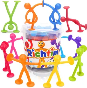Richtim Kids Humanoid Suction Sensory Toys: 24 Pack Creative Suction Toy – No Hole Bath Toy, Sensory Toys for Kids, Travel Calming Down for Boys & Girls, Classroom Must-Have, Easter Basket Stuffers & Spring Break Gifts