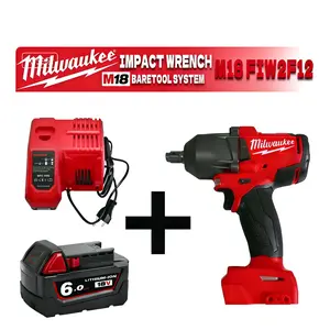 Milwaukee 2026  M18 Fuel 1/2 HIGH Torque FMTIWF12  900Nm Cordless Impact Wrench Kit With One Battery And One Charger Heavy Duty Automotive Tools For Mechanical Repair Constructi red Compact  high