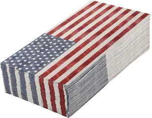 50 Pieces Patriotic Guest Napkins American Flag 3-Ply Disposable Paper Napkins 4th of July Hand Towel Decorative Dinner Napkin for Independence Day