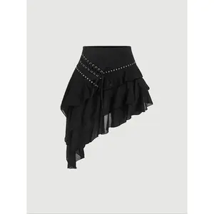 Women's multi-layer pleated asymmetrical skirt, Bohemian style, holiday look, casual fashion, with a degree of pretendingRAIMENTRY