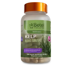 Betel Natural Kelp Algas Marinas 90 Capsules Wellness Supplement 1500mg Protein Immune Support Purifying Detoxifying Antimicrobial