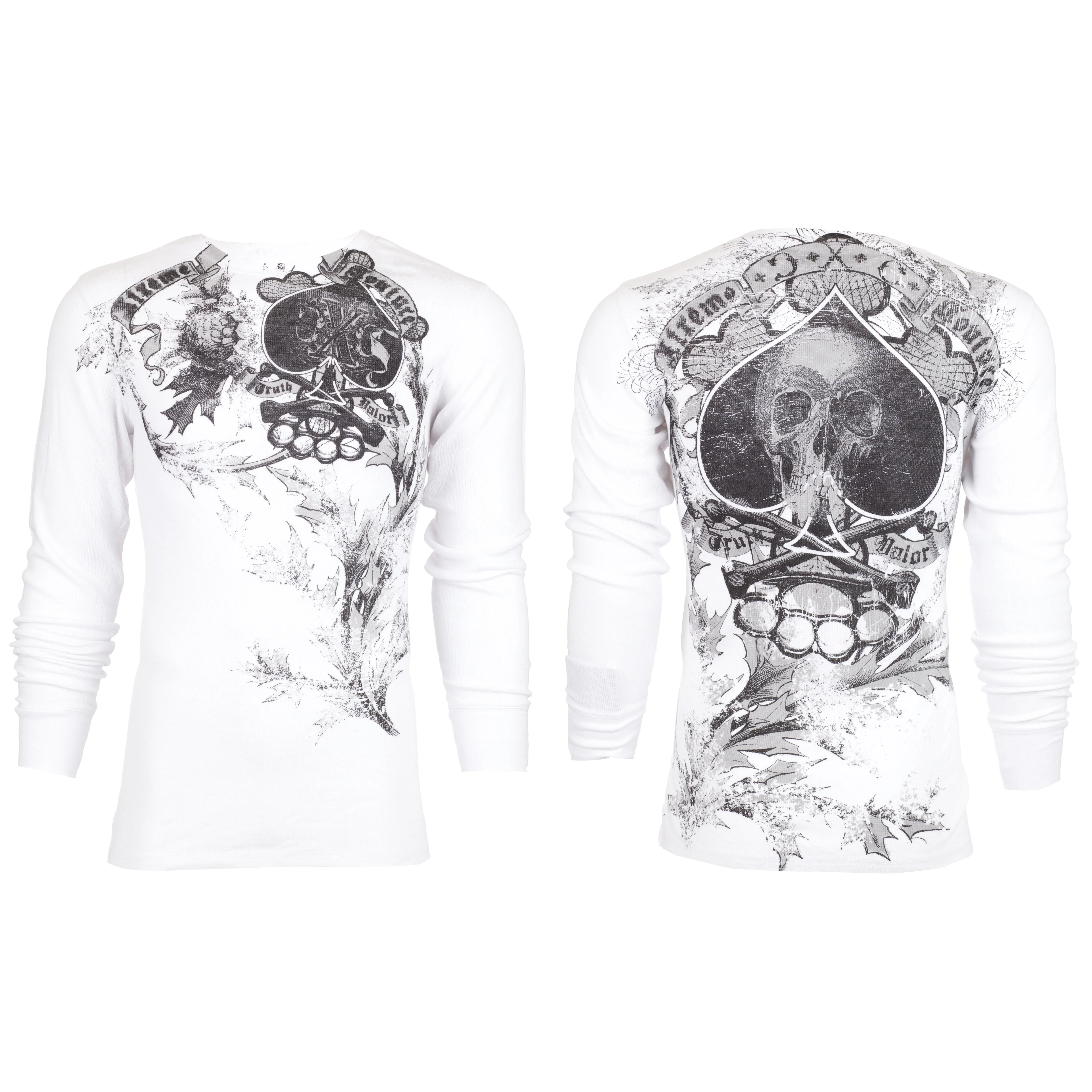 Xtreme Couture by Affliction Men's Spade Printed Front Full Length Thermal Shirt - Menswear Clothing, Casual Wear, Streetwear Top, Graphic