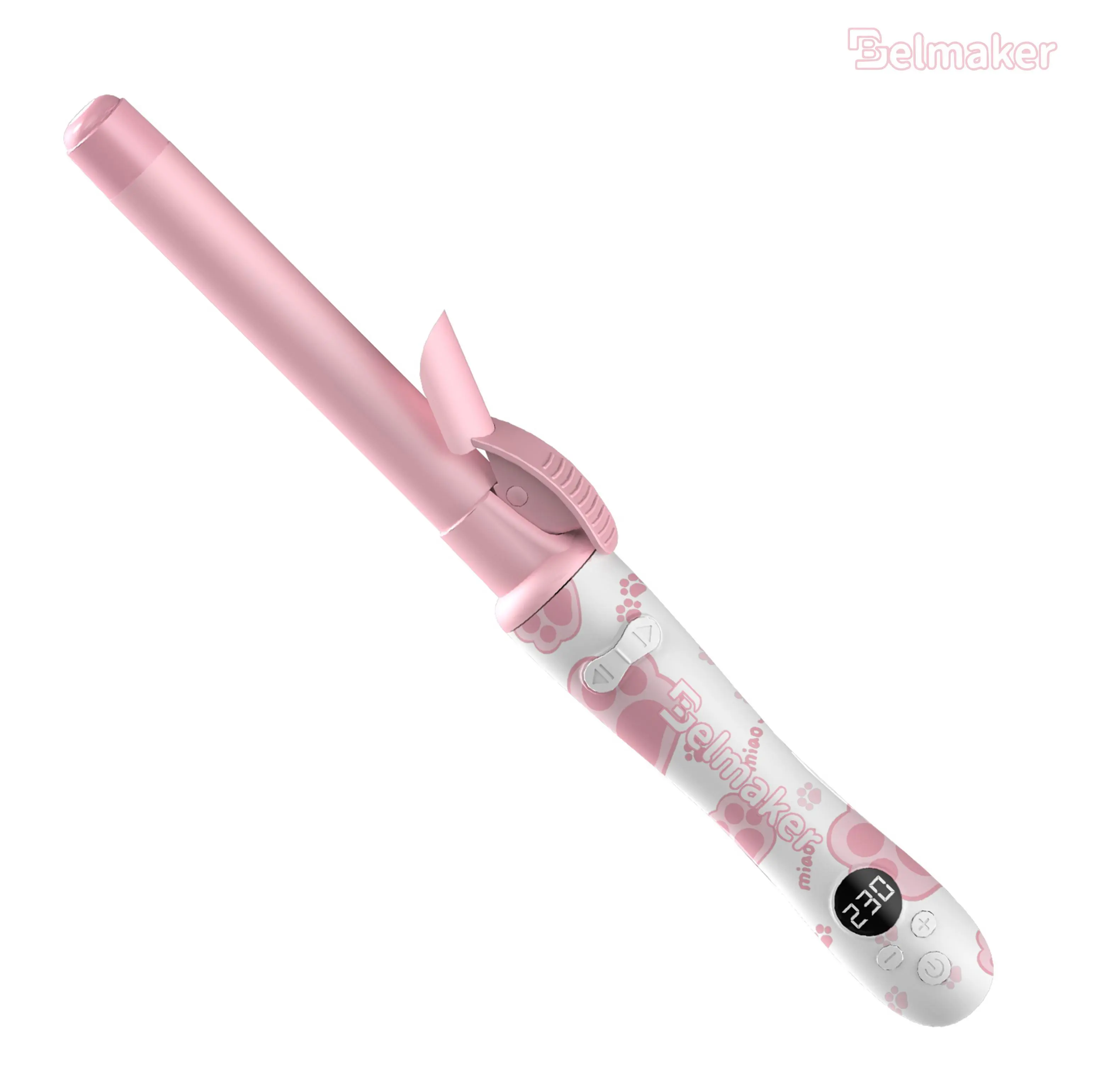 Belmaker Heated Curler - 1 in Barrel Automatic Hair Tool, 3 Heat Levels Match Your Hair, 30-Minute Auto Shut-Off, Maiden Cat's Paw Print Design, Smooth Beauty Products for Shimmering Curls, Three Heat Levels Match Your Hair