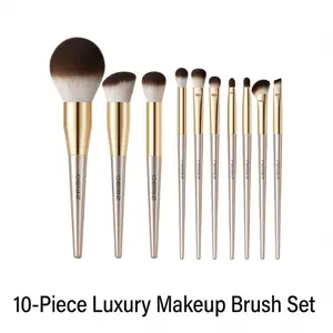 10Pcs Professional Makeup Brushes Set Full Face Cosmetic Brush Kit Includes Eyeshadow Brushes Loose Powder Brushes Foundation Blending Brushes Complete Makeup Tool Set