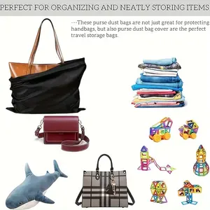 15.7INCH 6pcs Black Non-Woven Drawstring Bags for Handbags, Wallets & Shoes - Dustproof Travel Storage Pouches, 23.6x19.6 Inches, Assorted Colors, Secure Storage | Versatile Bags | Drawstring Closure, Purse Storage Organizer