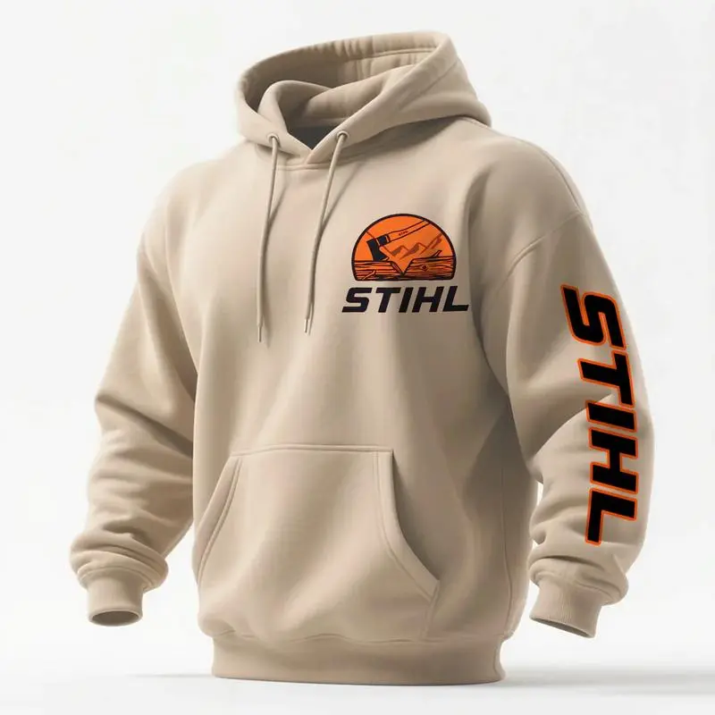 Retro Heavy Duty Style Hoodie, Built For The Job, Repairman's Workwear Shirt, Workwear Style, Logo On Arm, Perfect Gift for Dad, Trendy Fashion Streetwear Top Menswear Outdoor Pullover
