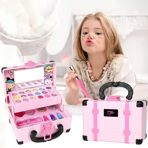 Makeup Toy Set, Princess Style Cosmetic Bag, Kids Vanity, Suitable for Girls Ages 3-9, Stage Performance Nail Polish Lipstick Eyeshadow