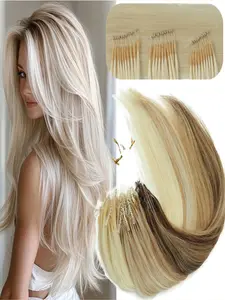 Micro Bead Hair Extensions 50s/pack, 8D Nano Ring, Invisible Mini Silicon Beads, Easy to Install, Human Hair Extension, 30g/pack, 12-20inch