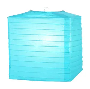 10" Water Blue Square Shaped Paper Lantern
