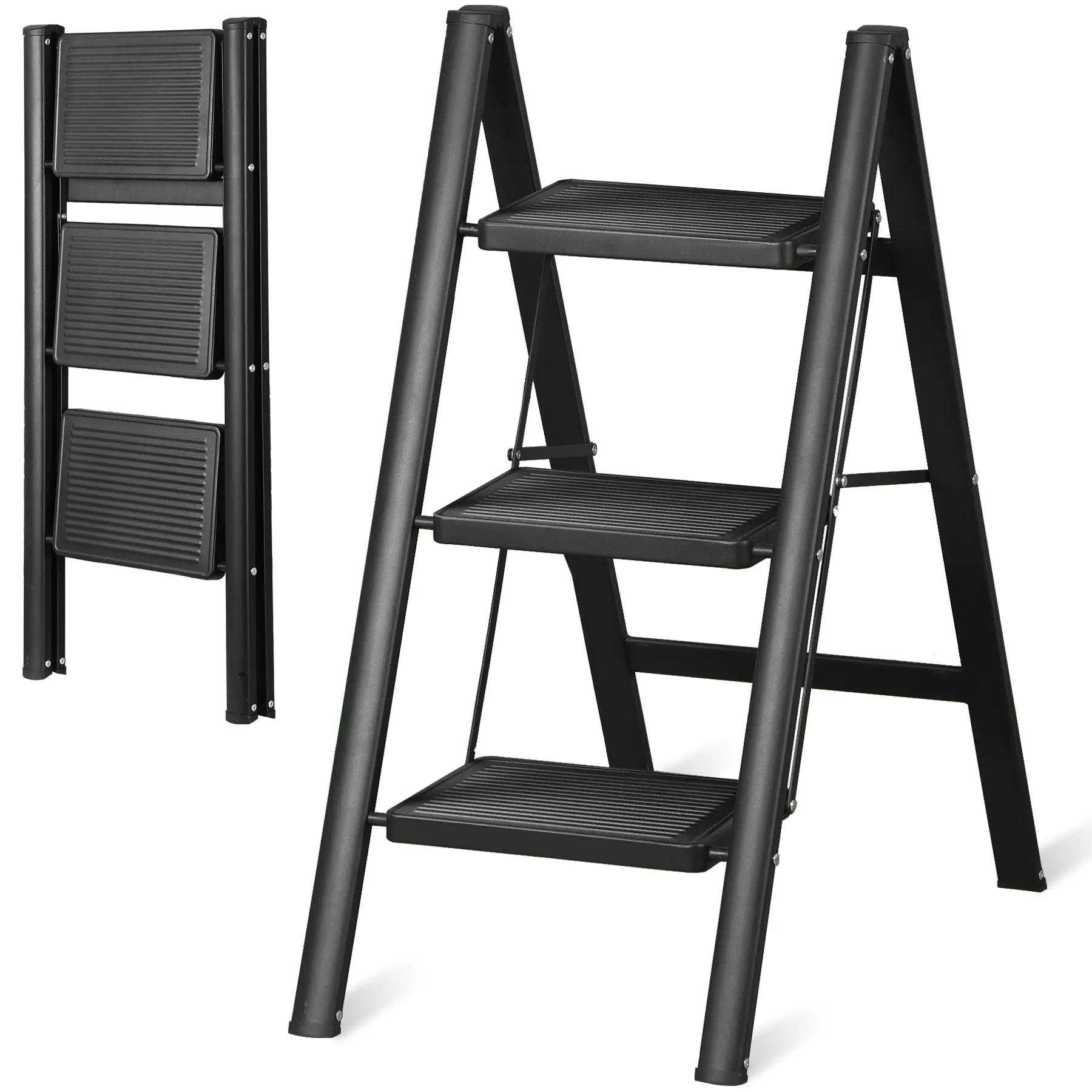 Segawe 3-Step Folding Sturdy Step Ladder - 330 Lbs Capacity, Portable Home Ladder for Household Climbing Needs,summerwins