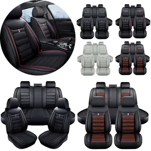 Fits For Chevrolet Silverado GMC Series 1500 2500HD 3500HD 2007-2020 2021 2022 2023 2024 Car 5 Seat Covers Set PU Leather, Full Surround Design with Storage Bag, Breathable Non-Slip High-Quality Seat Covers Protector Pad Waterproof 4 Seasons