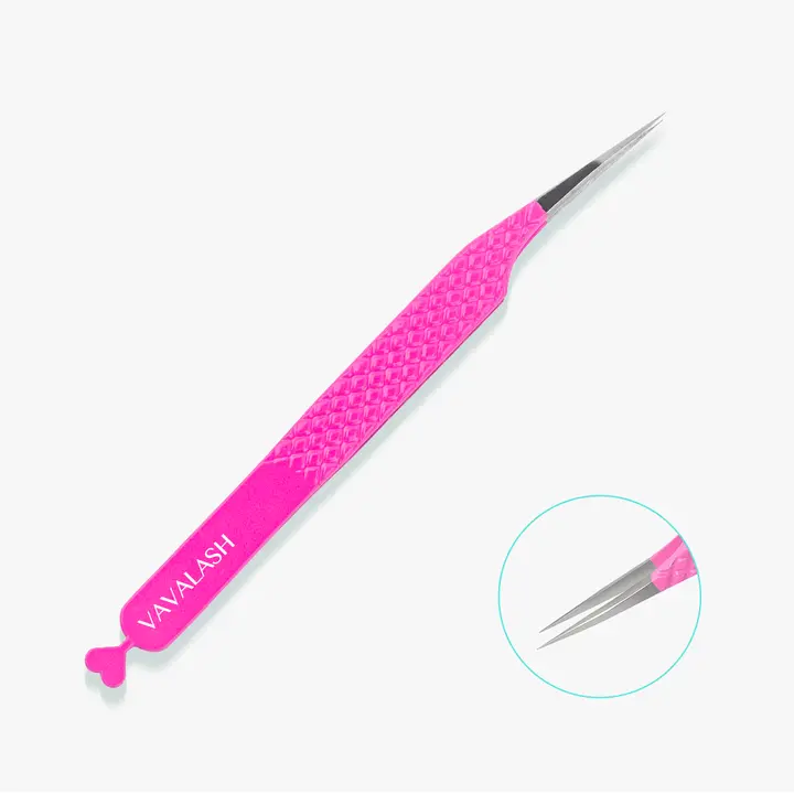 VP-12 Curved Pink Heart-shaped Isolation Tweezer for Eyelash Extension VP-12 Curved Pink Heart-shaped Isolation Tweezer for Eyelash Extension
