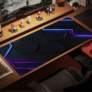 Durable Large Anti-Slip Rubber Mouse Pad, Blue Hexagonal Design, Gaming Office Desk Mat, Perfect Holiday Gift