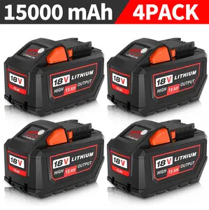 Upgraded 15.0Ah Replacement for Milwaukee M-18 Battery Compatible with Milwaukee 18V Battery 48-11-1880 48-11-1850 48-11-1860  48-11-1815 18 Volt Cordless Power Tools and Chargers 2Pack High Capacity Cordless Power Tool Battery