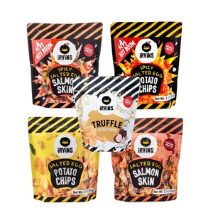 Irvins Hot Boom Spicy Salted Egg Potato Chips & Salmon Skin Variety Packs (4 & 5 Packs)