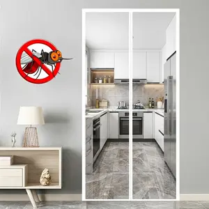 White Magnetic Screen Door, Invisible Breathable Mesh with Auto-Closing, Mosquito & Insect Protection for Home Use