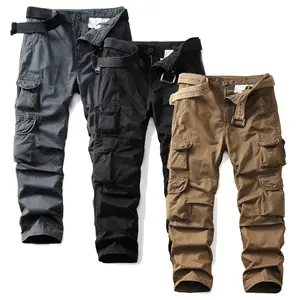 Men's cargo pants, staff tactics 10 pockets work cargo pants, straight trousers, 100% cotton (belt not included)