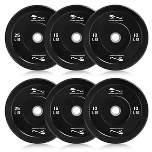 Garvee Heavy-Duty Rubber Bumper Weight Plates Set,10/15/25/35/45LB Plates with 2-Inch Steel Inserts, Universal Barbell Compatible, for Home Gym Strength Training and Weightlifting