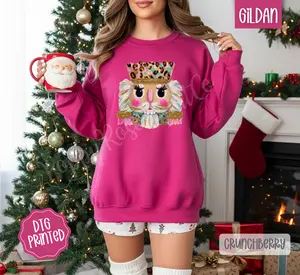 Knit Nutcracker Sweatshirt, Trendy Women's Christmas Crewneck