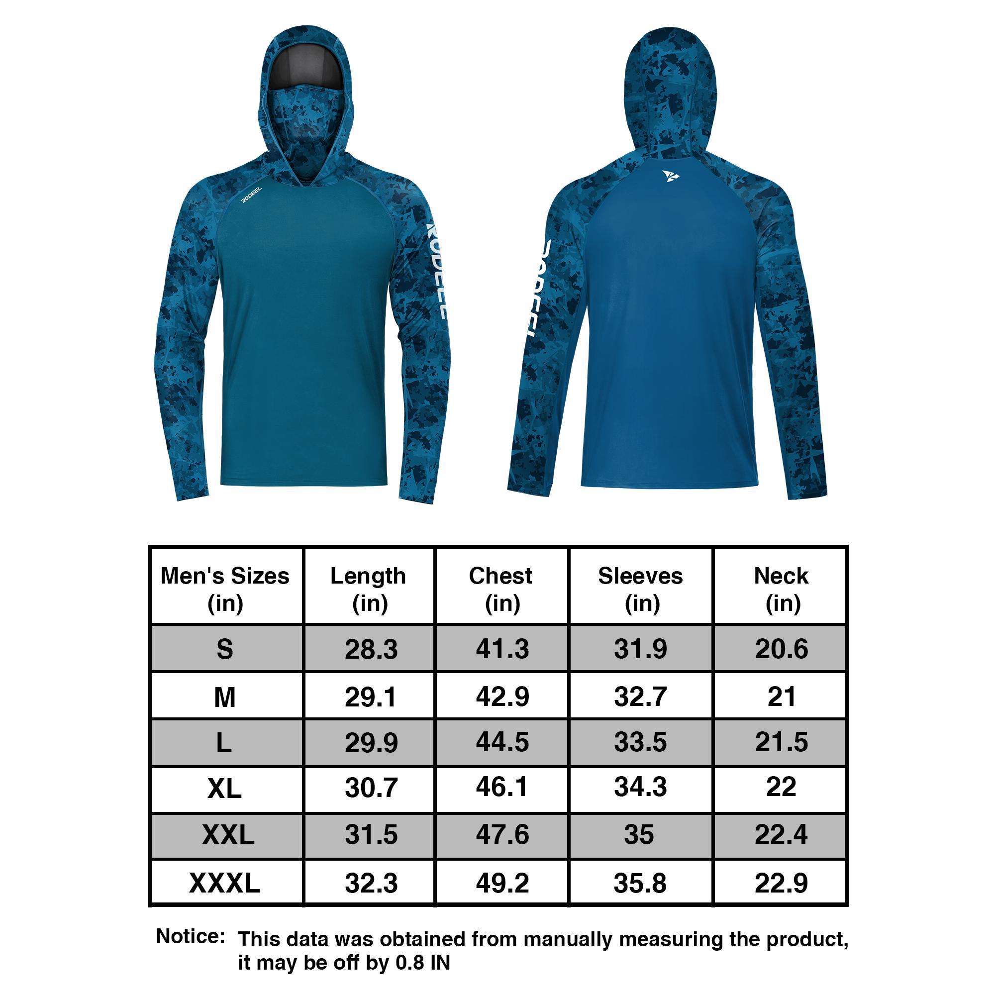 RODEEL R10 RIIIPO Sun Hoodie Shirts w/ UV Detection Mask Neck Gaiter Thumbhole Men UPF 100+ Sun Protection Long Sleeve Lightweight Quick Dry Moisture Wicking Breathable Cooling Activewear for Outdoor Sport Fishing Construction, Holiday Gift