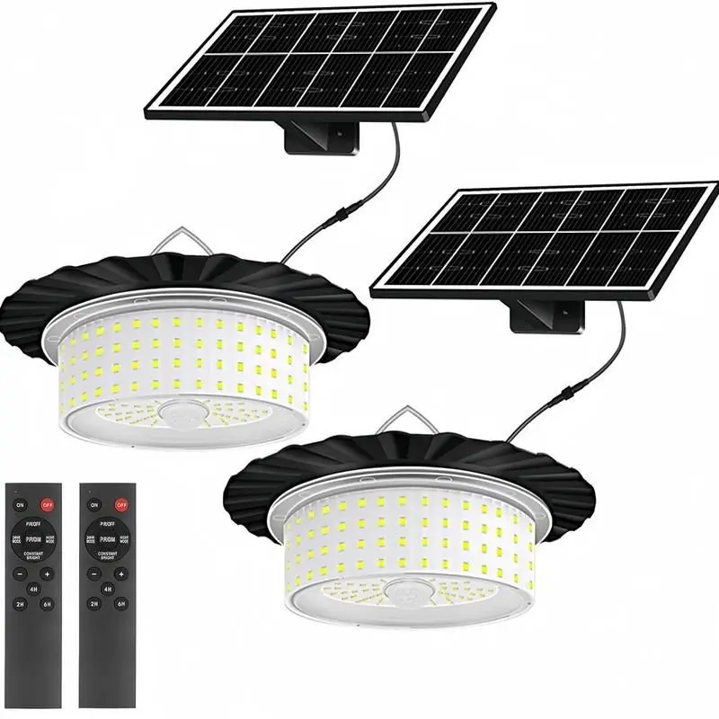 Adjustable Solar Shed Pendant Light - 244 LED, 360° Glow, Waterproof, 5 Modes, Remote Control with Auto Shut-Off, Outdoor/Indoor Lighting for Shed, Barn