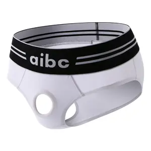 Penis Hole Man Underwear Men Sexy Cockring Briefs Open Crotch Pouch Underpants Silicone Cock Ring Panties hombre
