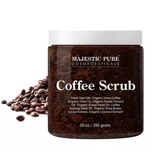 Organic Coffee Body Scrub with Dead Sea Salt, Coconut, Shea & Olive Oils | 10 Oz Bath & Body Care Treatment