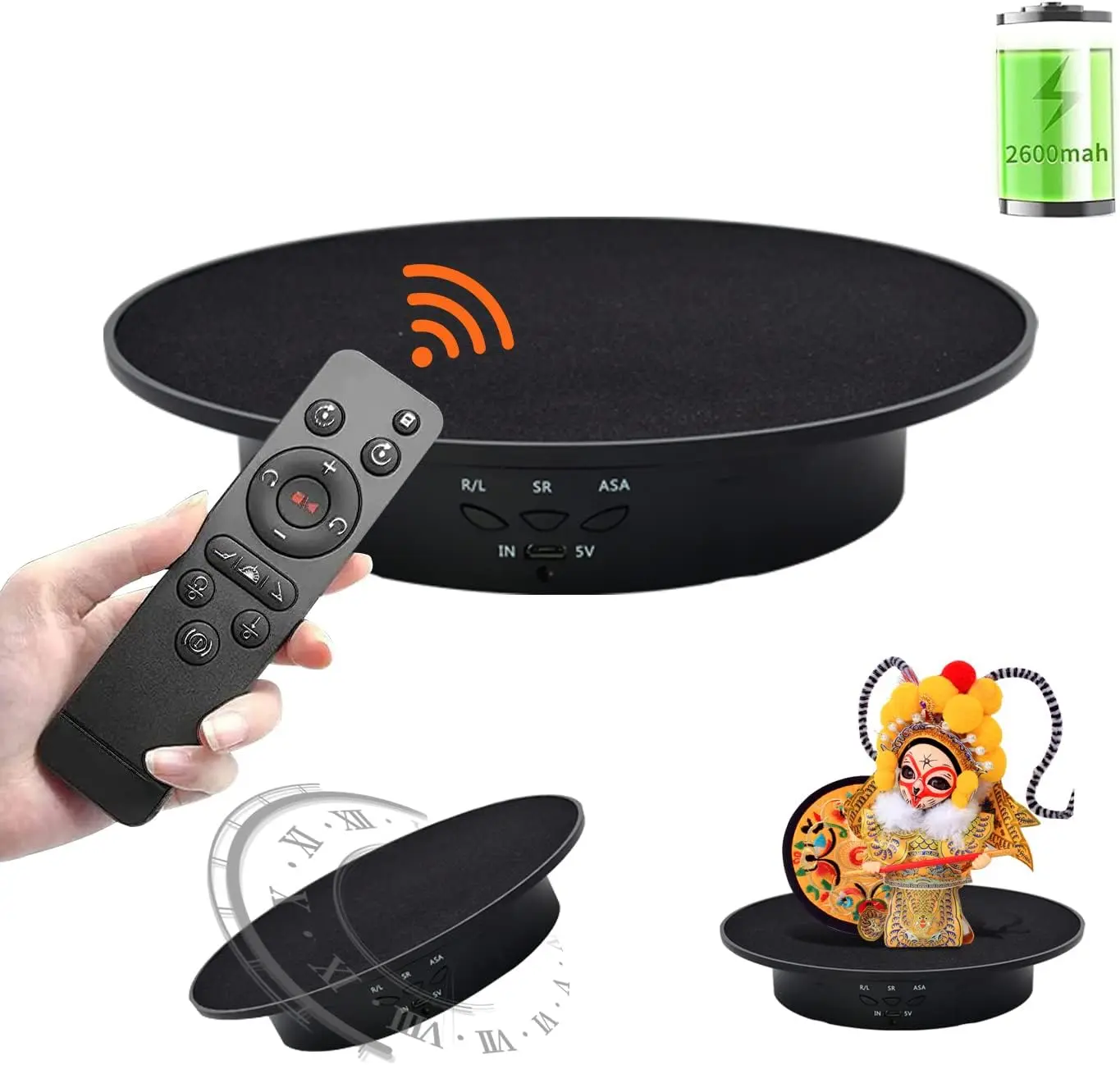 360-Degree Rotating Rechargeable Display Stand - Remote-Controlled Photography Turntable with Battery/USB Power Supply for Product Photography Shows