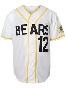 Plus Size Bad News Bears #12 Embroidered Baseball Jersey, Loose Casual V Neck Short Sleeve Baseball Top, Athletic Tops, Men's Sportswear for Training & Competition