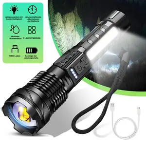 Rechargeable Super Bright LED Tactical Flashlight | 30X Brighter Than Standard Lights | 7 Modes + COB Work Light | Ideal for Emergencies, Camping & Home Repairs