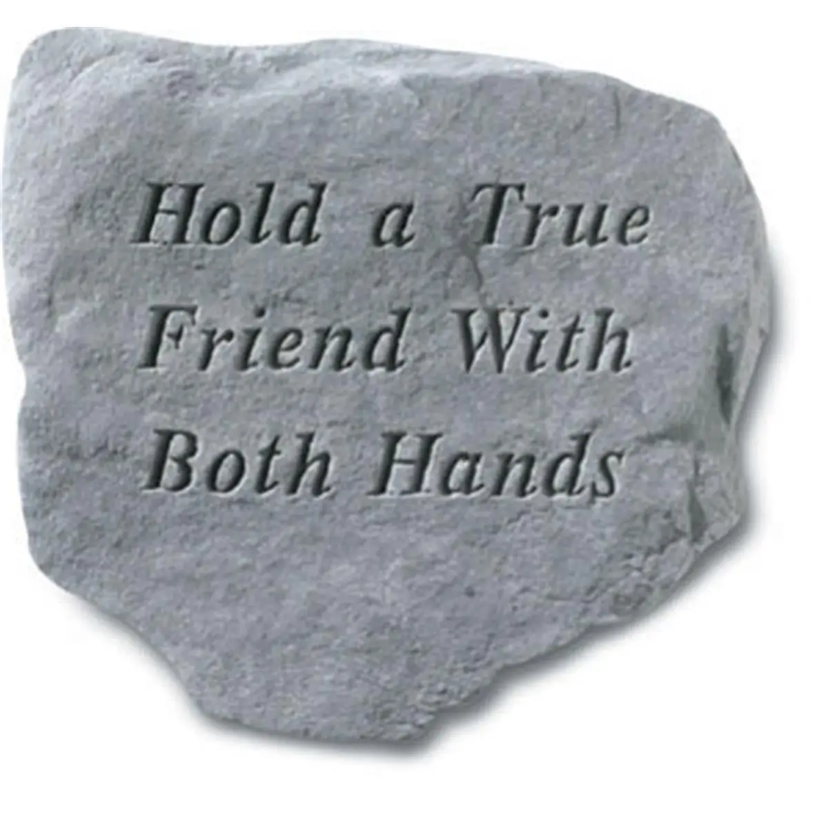 212 MAIN Weatherproof Cast Stone Outdoor Memorial Sign, Hanging 11x10in Engraved Text Decor, "Hold A True Friend With Both Hands" Message, Memorial Gift With Hangar For Display