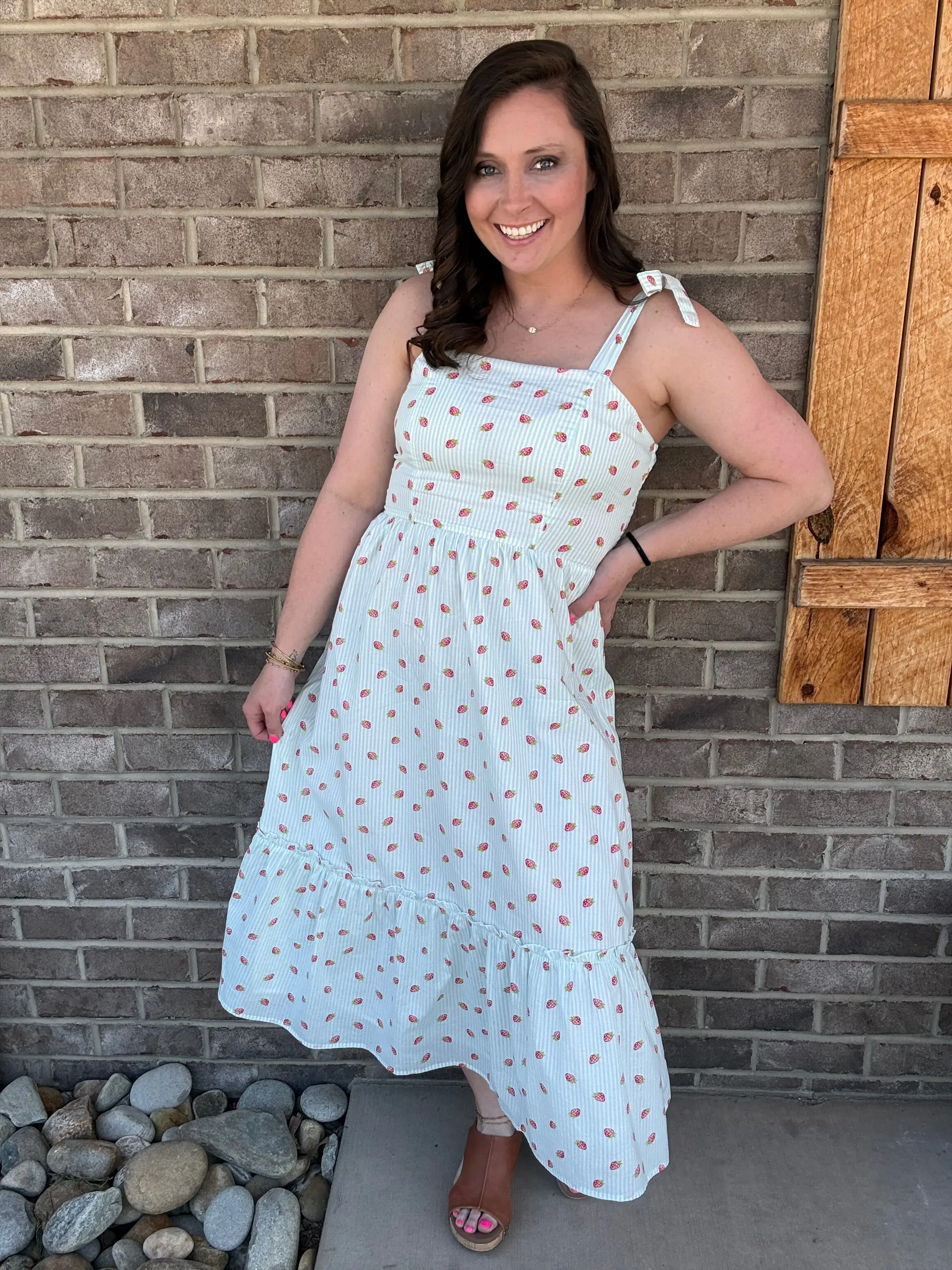 Strawberry Stripe Maxi Dress by Simply Southern