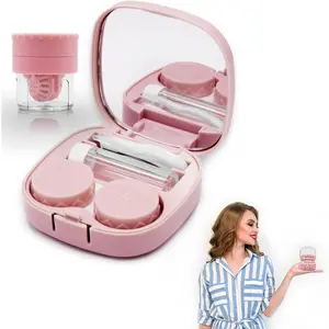 Contact Lens Case with Cleaner Washer, Travel Size Cute Colored Contact Lenses Applicator Removal Tool Kit for Daily Outdoor