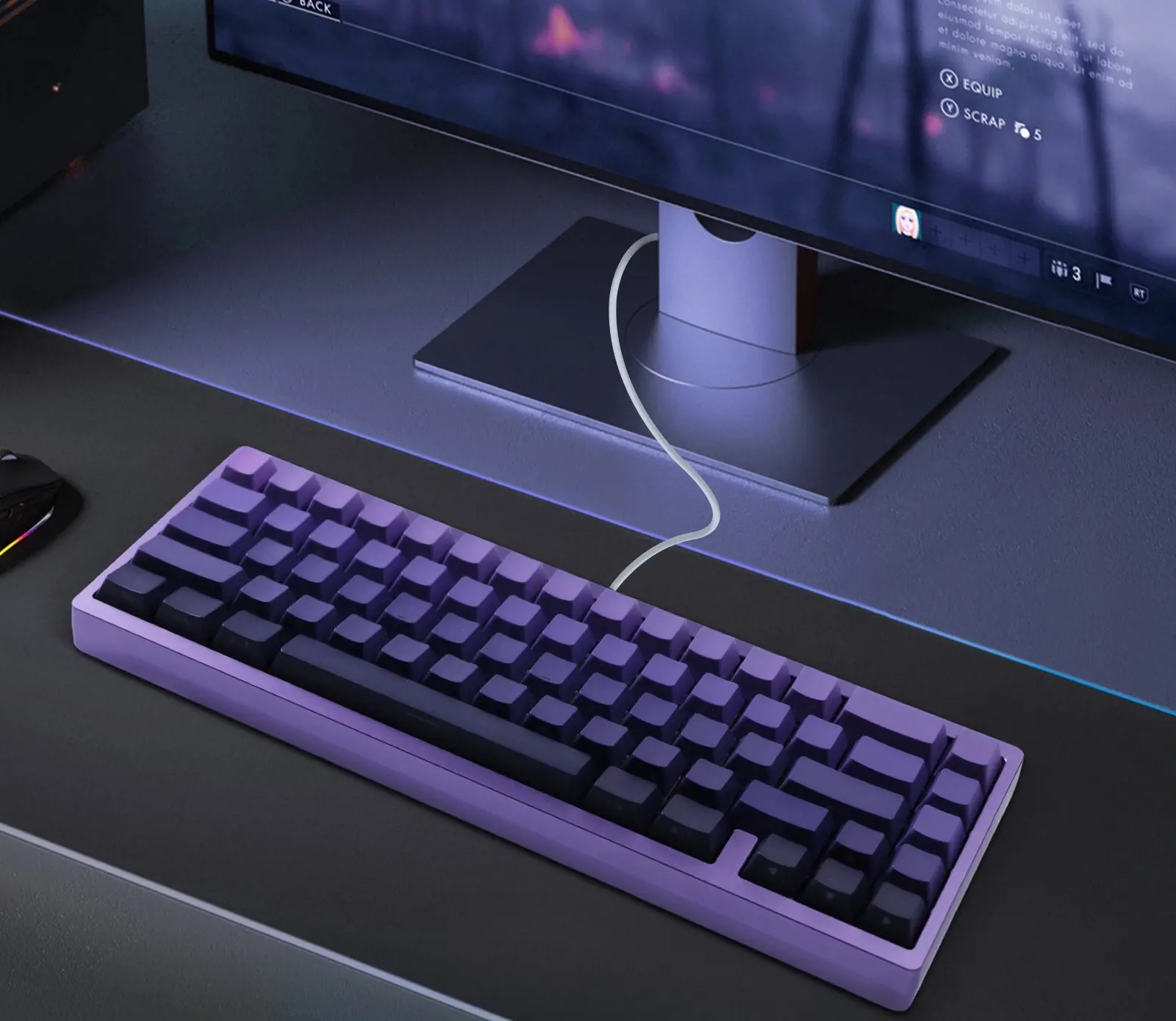 CNC Aluminum 67-Key Tri-Mode Mechanical Keyboard (Purple)