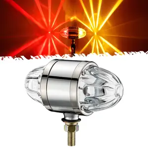 Partsam Glass Watermelon Light Dual Revolution Double-Face Amber Red LED Turn Signal Marker Tail Light, Zinc Alloy Housing Clear Lens Post Mount for Peterbilt Freightliner Semi Truck Trailer, 10-30V