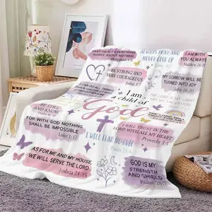 Christian-Themed Flannel Throw Blanket - Religious Print Blankets, Bible Verse Collage, Soft, Cozy, Plush - Faith-Based Inspiring Gift for Warm Snuggling, Bedroom Use