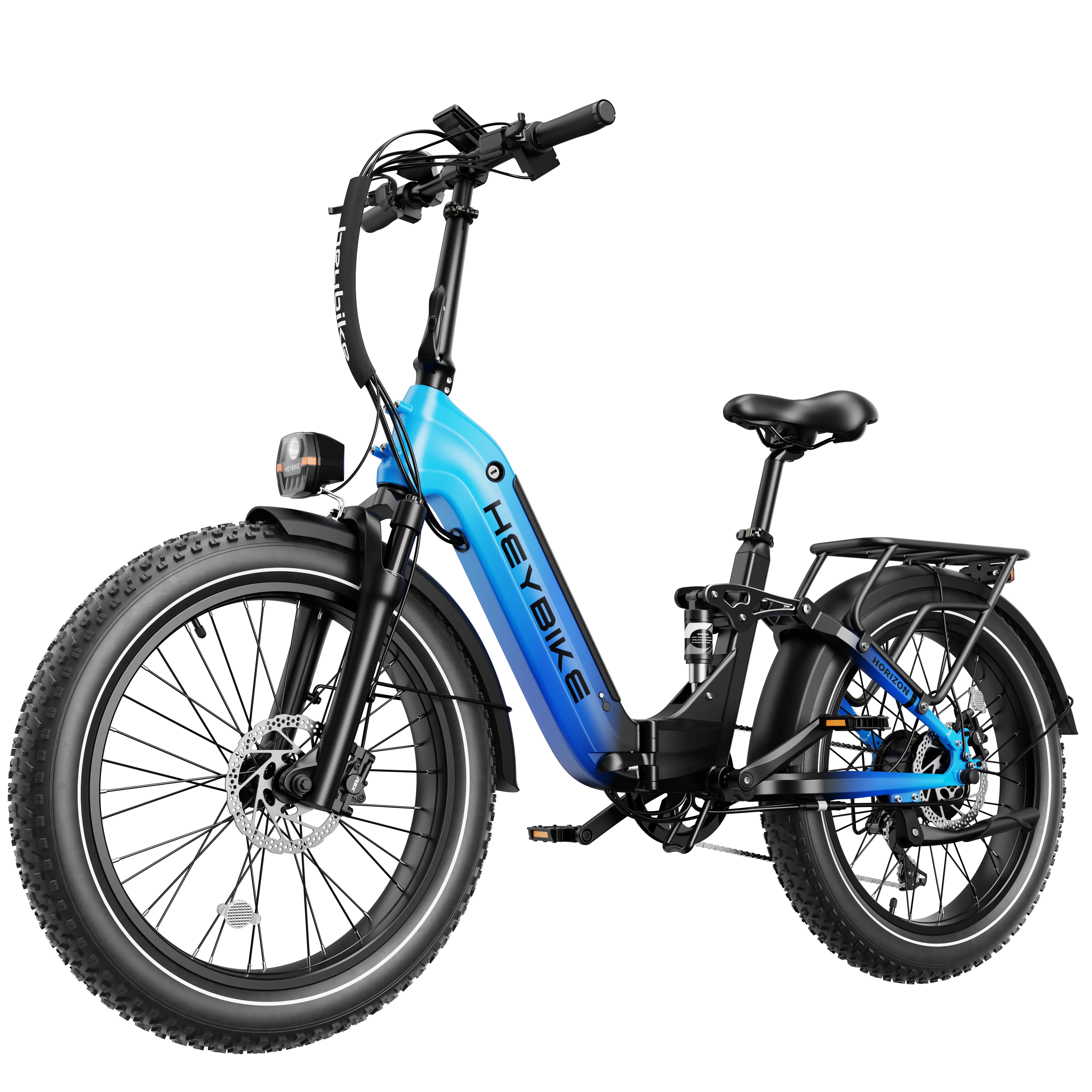 Heybike Horizon All-Terrain Electric Bike | 1400W Peak Motor | Top Speed 28 MPH | Range Up to 55 Miles | 24” x 4” Fat Tires | Full Suspension | 692Wh Battery | 330 lbs Max Load
