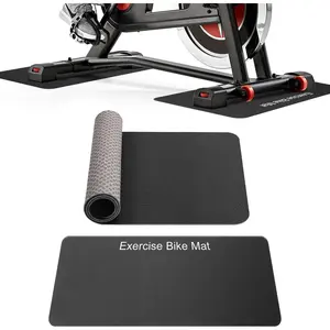 2PCS Non-Slip Mat Compatible with Peloton Bike, Concept 2 Rowing Machine, Exercise Bike Mat, Treadmill Mat for Carpet & Hardwood Floors, Workout Mat for Bike Trainer, Stationary Spin Bike