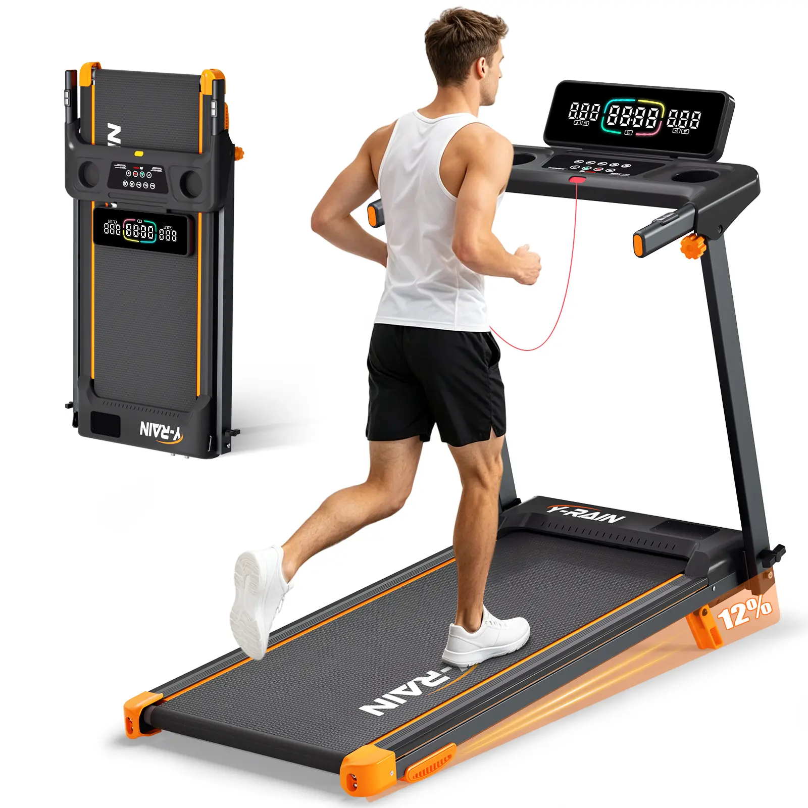 New Folding Treadmill & Walking Pad with Smart App, community workouts, map routes & DIY goals. 330 lbs capacity, cushioned belt, incline, HD display, quiet high-speed motor, foldable storage, compact design, perfect for home & office use.
