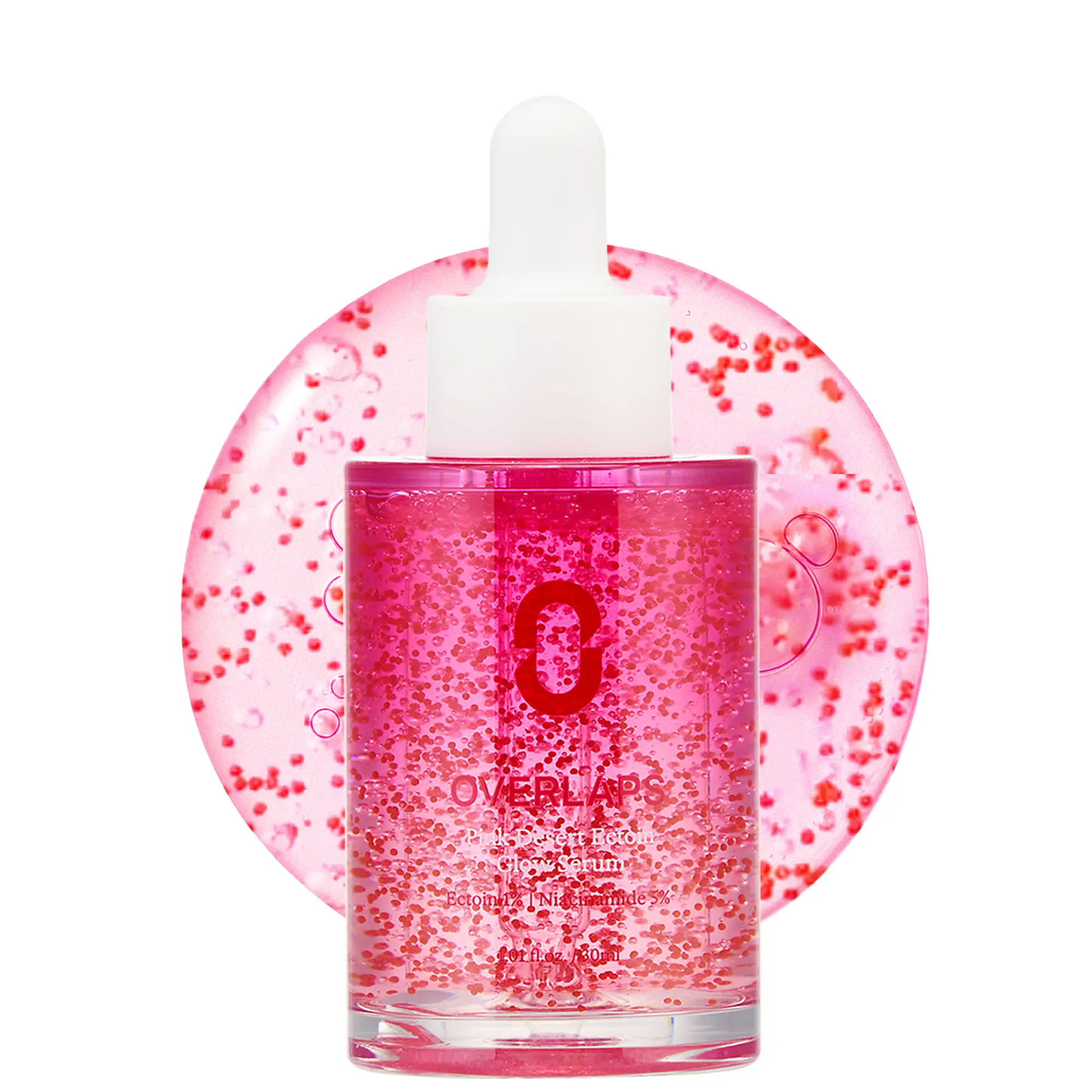 Overlaps Pink Desert Ectoin Glow Serum for Glow-Aging & Radiant Skin, Brightening Serum with Ectoin, Niacinamide & TXA, Lightweight Non-Sticky Korean Skincare for Uneven Tone & Dull Skin, 1.01 fl. oz. Skin Repair