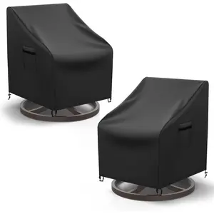 Patio Chair Covers, 2 Pack Outdoor Swivel Lounge Chair Cover, Heavy Duty Patio Rocking Chair Covers, Patio Furniture Covers , 30" Wx34" Dx38.5" H, Black