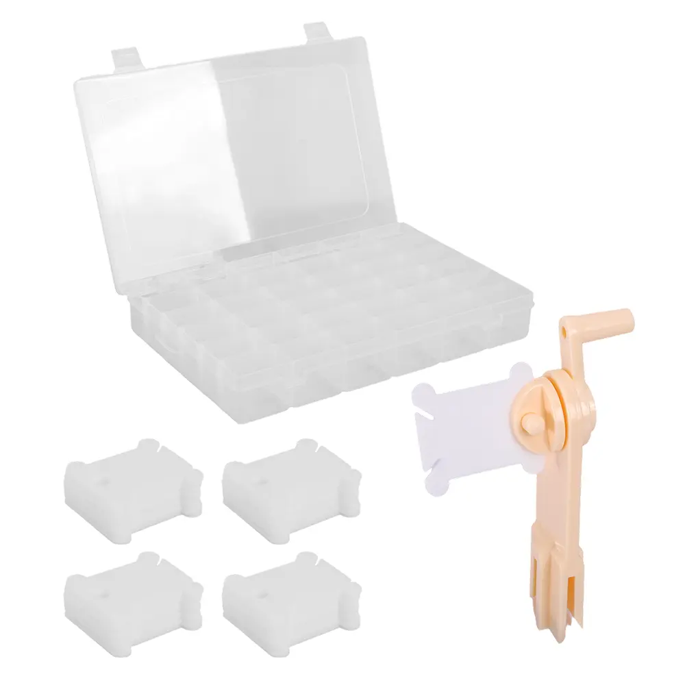 Embroidery Floss Organizer Box Tools - Bobbin Winder, 1 Removable 36 Compartments with 100 Floss Bobbins and Stickers for Craft DIY Cross Stitch Thread Sewing Bead Jewelry Diamonds Storage - Home Improvement.
